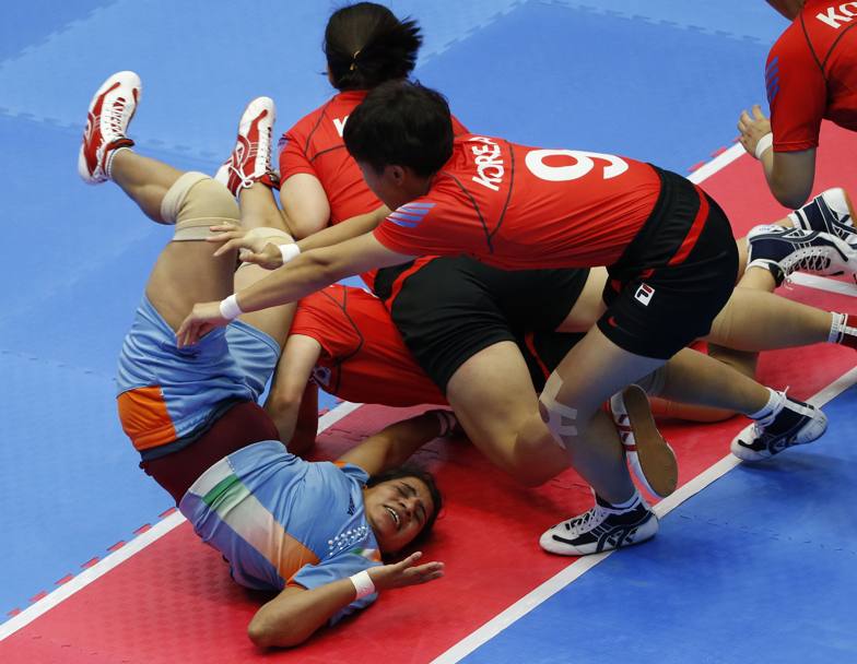 Gara femminile di kabbadi, India vs Corea del sud (Action Images)